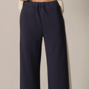 Navy Butter Modal Side Stripe Wide Leg Pants