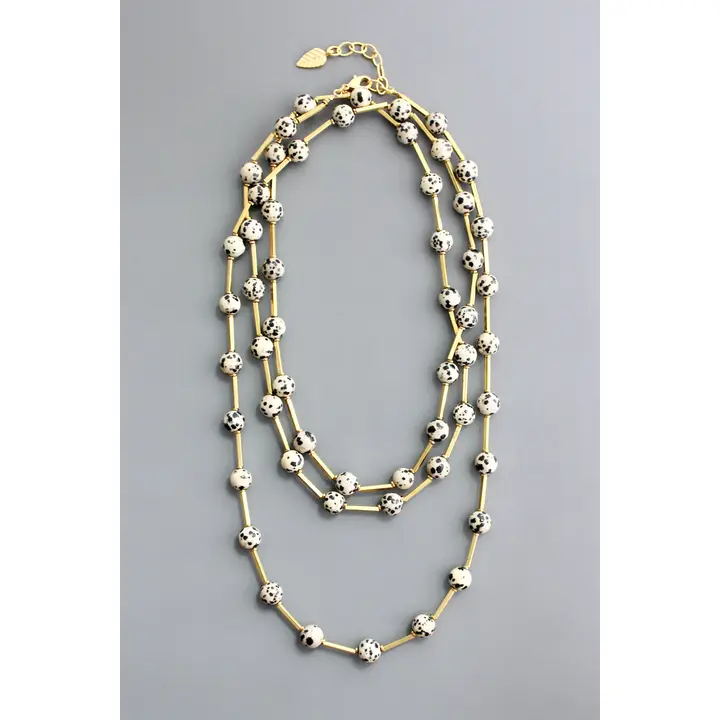 Dalmatian Jasper and Brass Necklace image