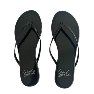 Women's Black Slim Glossy Flip Flops