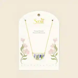 Pressed Flower Necklace | Purple Cornflower/Gold