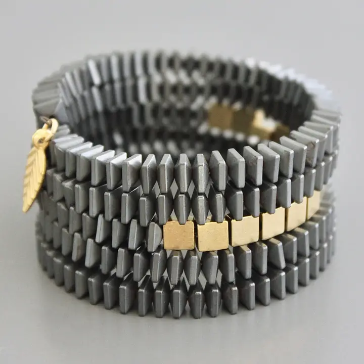 Hematite and Brass Wrap Bracelet image