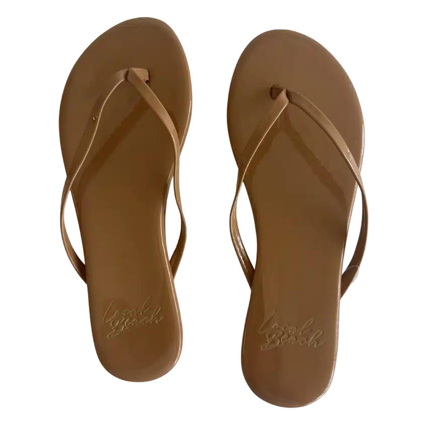 Women’s Tan Slim Glossy Flip Flops image