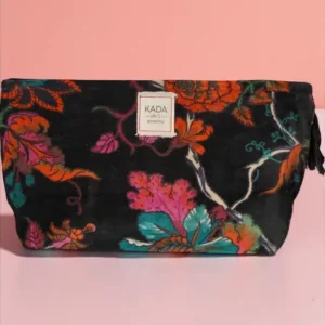 Large Velvet Cosmetic Bag | Navy