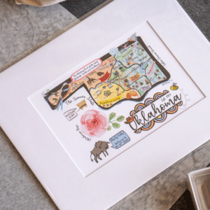 Oklahoma Illustrated Map 8x10 Matted Art Print