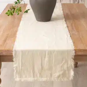 Table Runner - Stonewashed Linen Blend, Cream