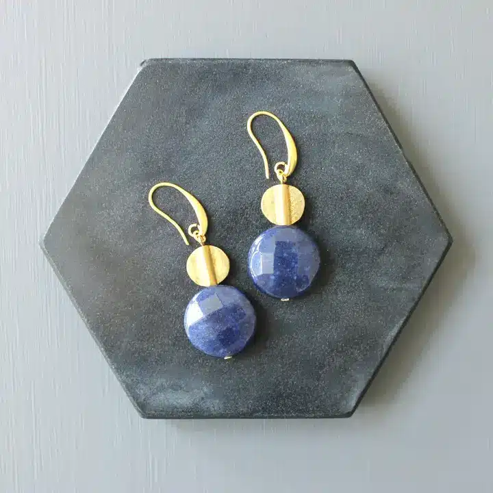 Navy and Brass Earrings - Image 2