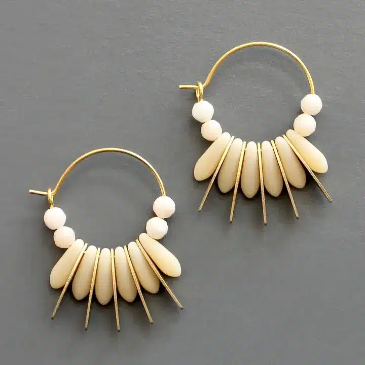 Mini Matte Cream Colored Hoop Earrings image