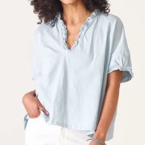 Amelia Ruffle Tee | Crystal Blue