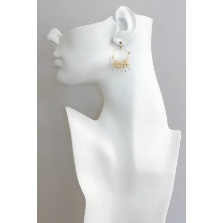 Mini Matte Cream Colored Hoop Earrings - Image 3