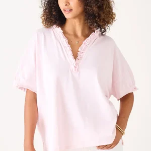 Amelia Ruffle Tee | Rose Quartz