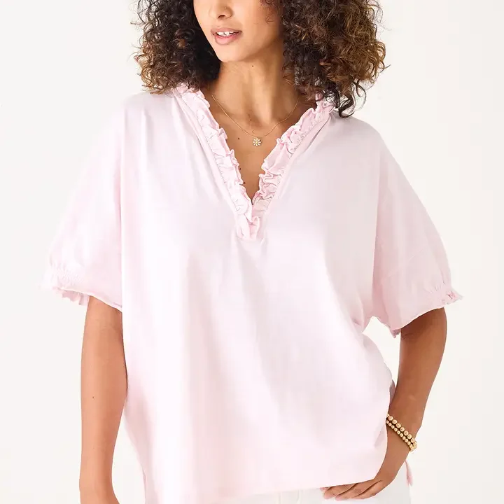 Amelia Ruffle Tee | Rose Quartz image