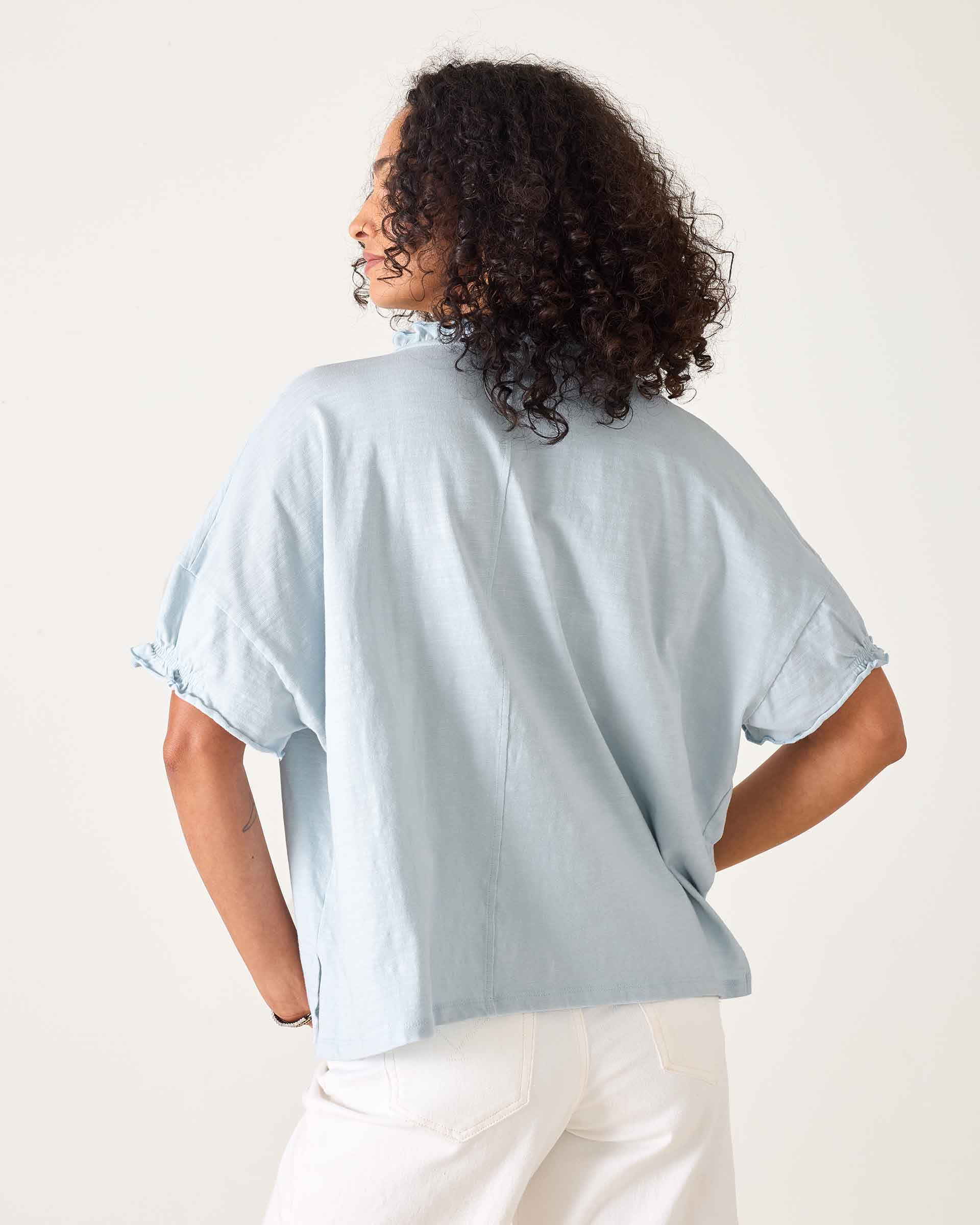 amelia ruffle tee crystal blue