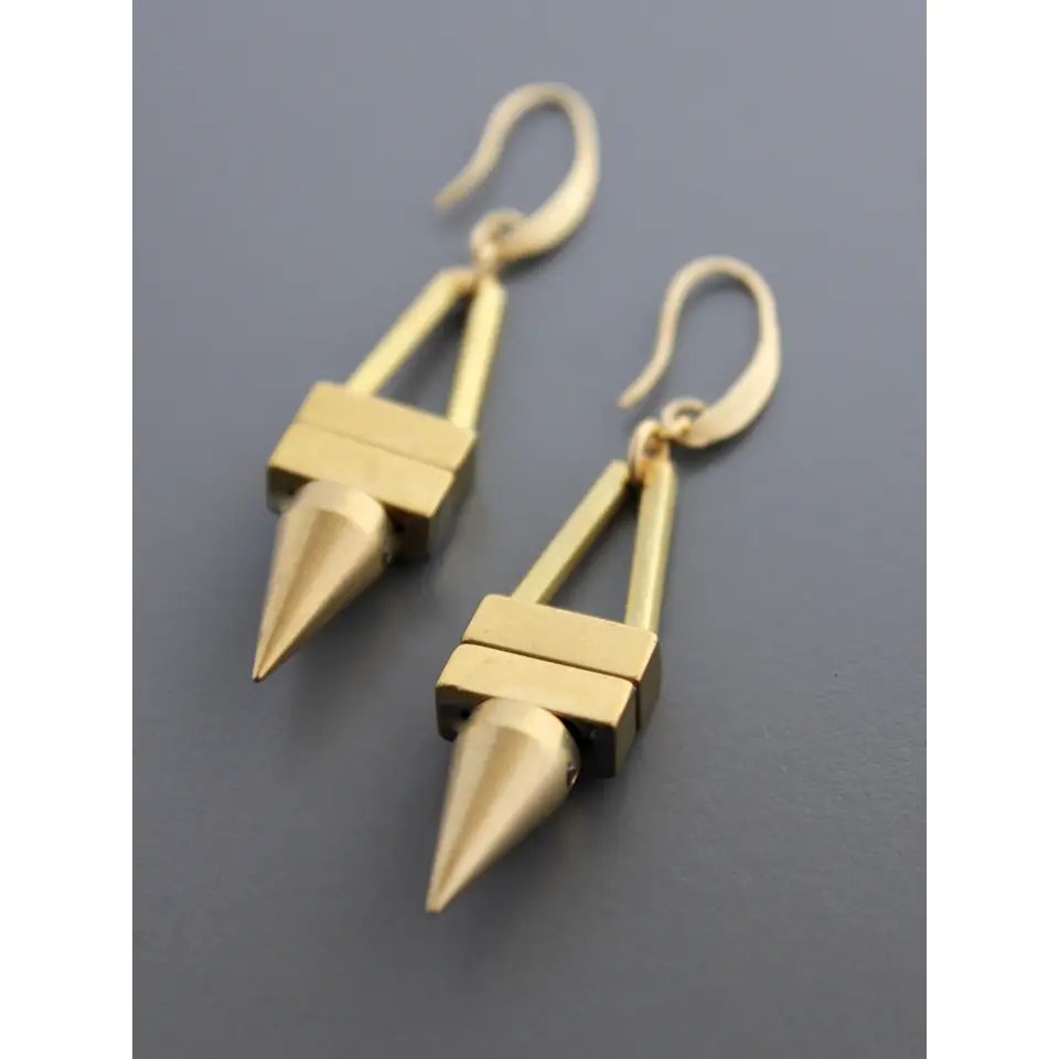 Hematite and Brass Spike Earrings image