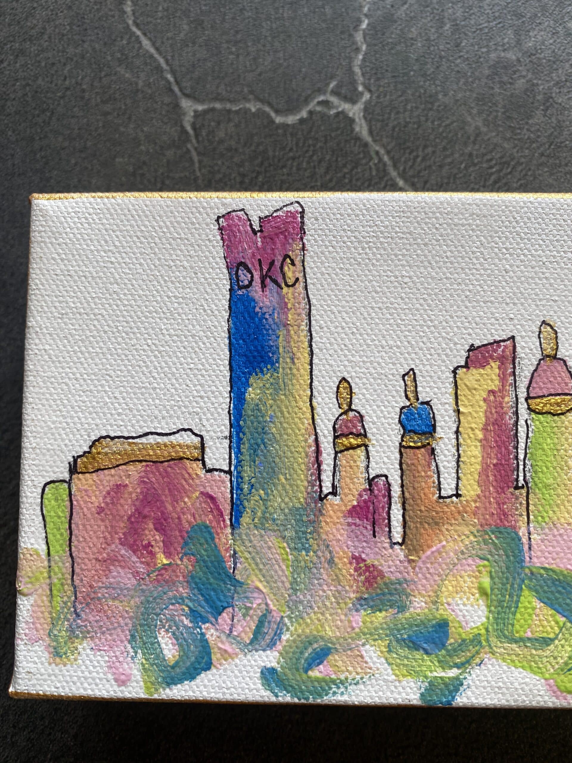 OKC Skyline Canvas Painting - Image 4