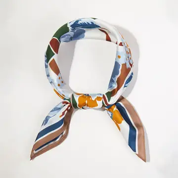 Square Silky Satin Bandana Scarf | Brown image