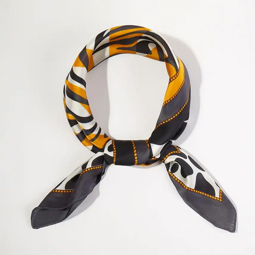 Square Silky Satin Bandana Scarf | Orange Zebra image