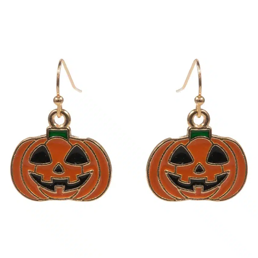 Halloween Jack'O Lantern Pumpkin Charm Drop Dangle Earrings - Image 2