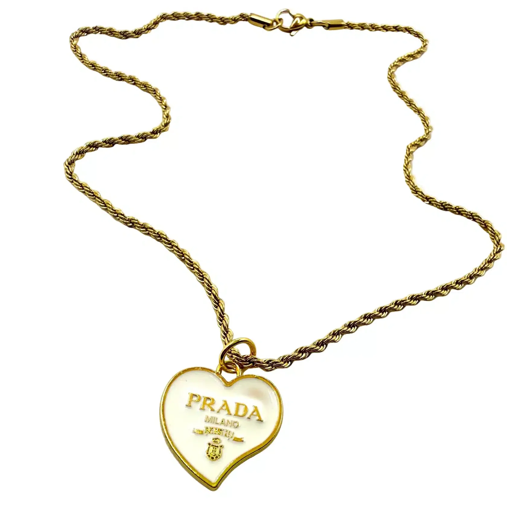 Repurposed White Heart Charm Necklace image