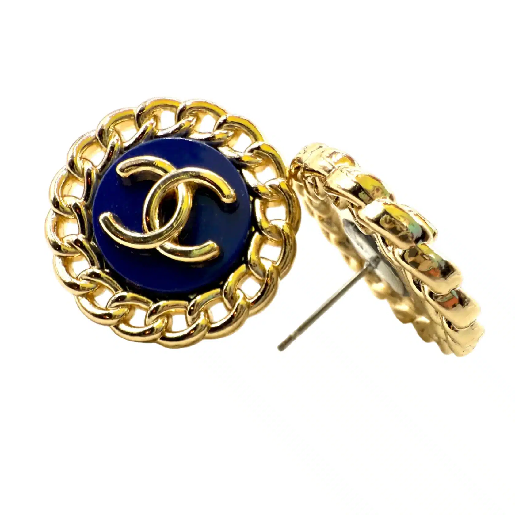 Repurposed Button Blue Rebecca Studs image