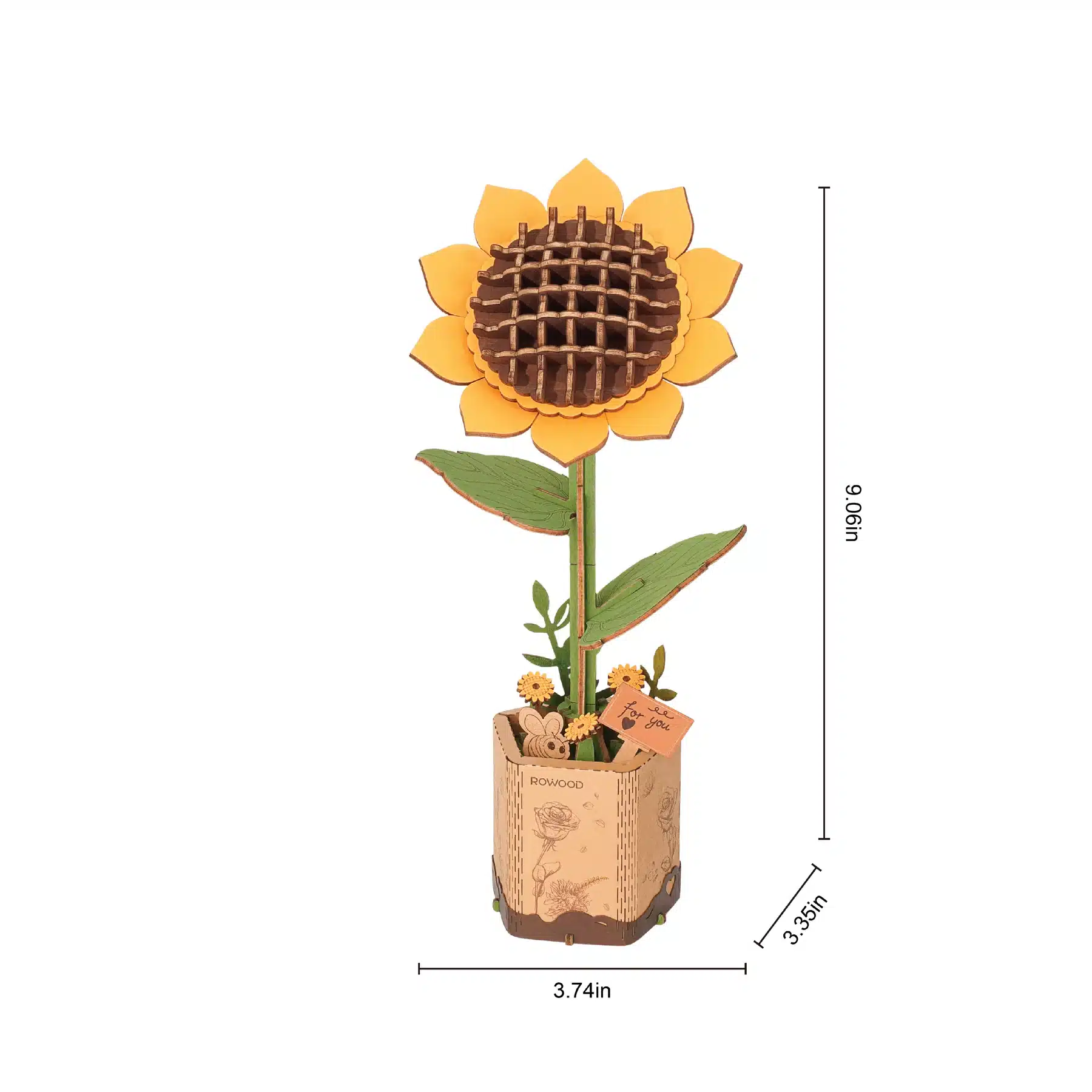 3D Wooden Puzzle Model Kit | Sunflower - Image 2