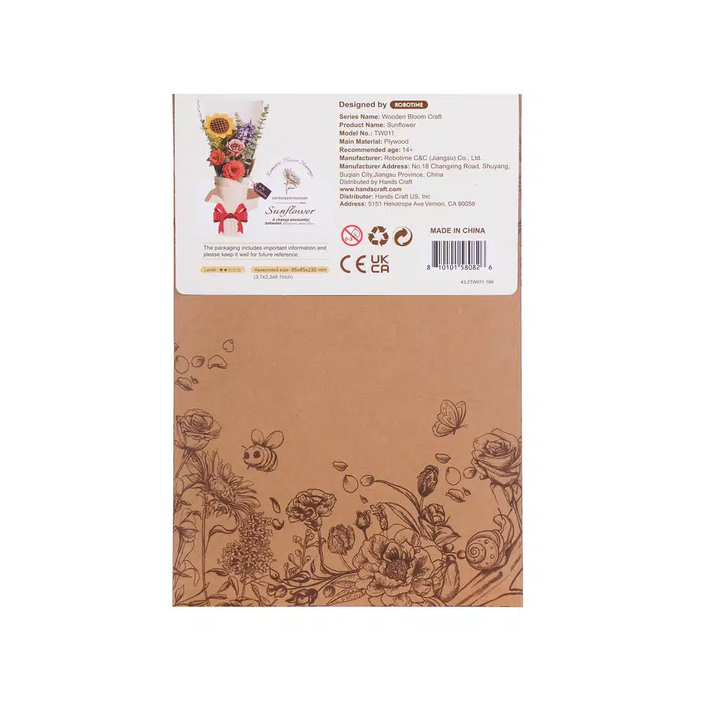 3D Wooden Puzzle Model Kit | Sunflower - Image 4