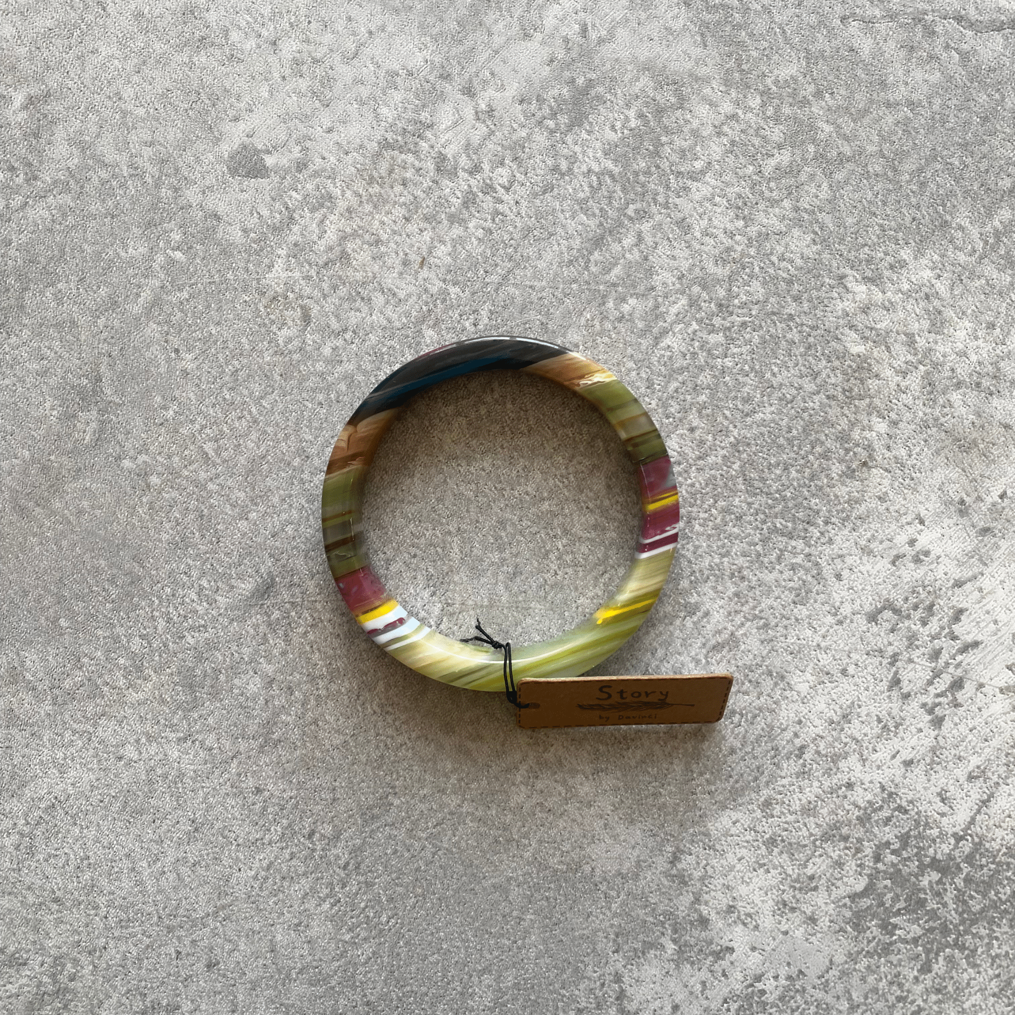Geometric Striped Resin Bangle Bracelet | Green image