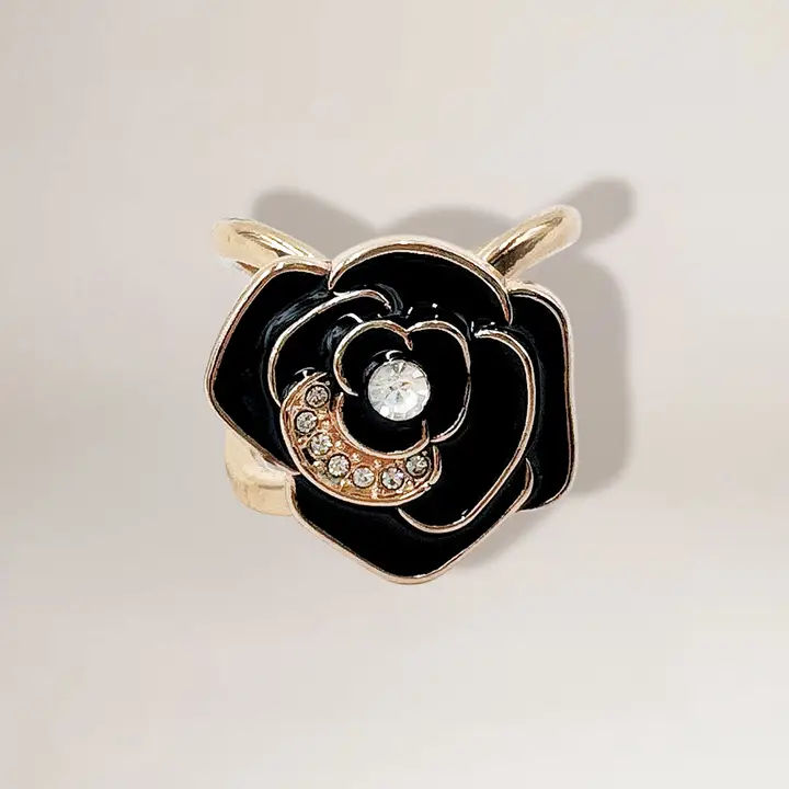 Rhinestone Flower Scarf Ring image