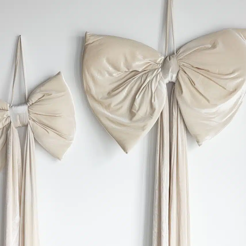 Oversized Velvet Hanging Bows | Cream - Image 3