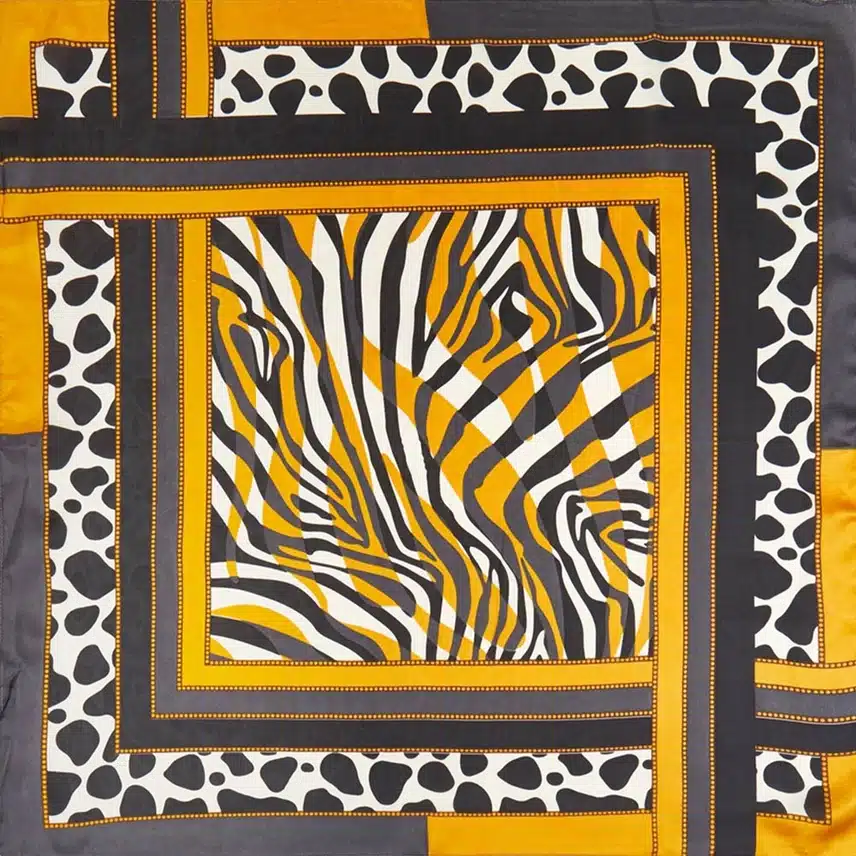 Square Silky Satin Bandana Scarf | Orange Zebra - Image 2