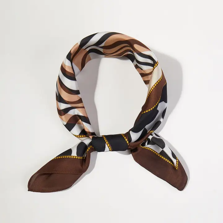 Square Silky Satin Bandana Scarf | Brown Zebra image